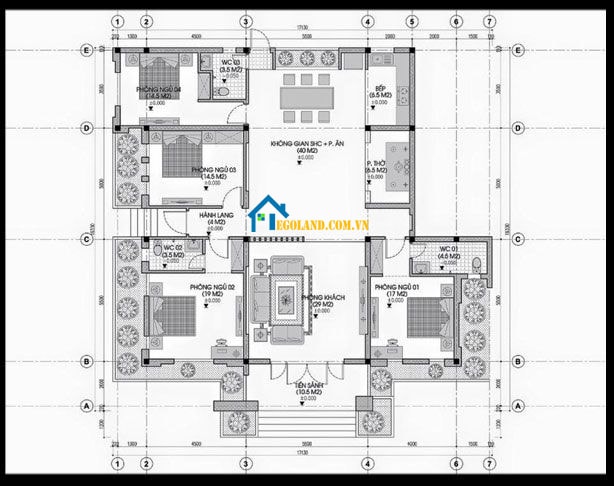 nhà cấp 4 mái thái 4 phòng ngủ 