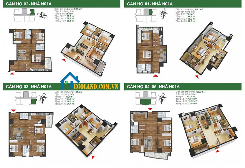 Thiết kế mặt bằng của căn chung cư Tân Mai k35 
