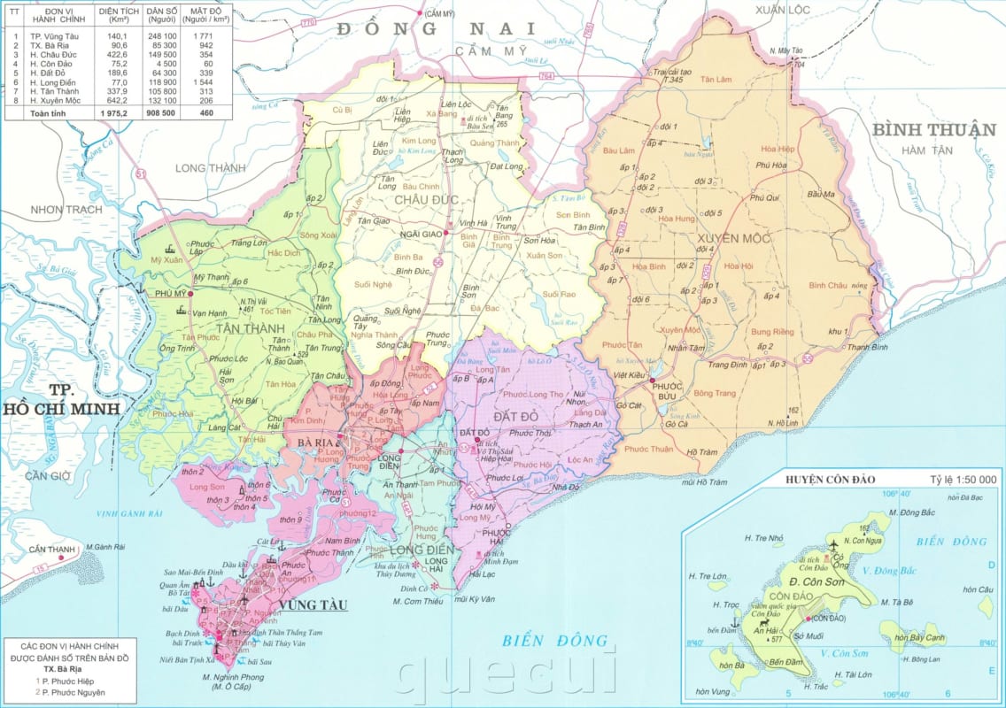 Bản đồ Bà Rịa - Vũng Tàu