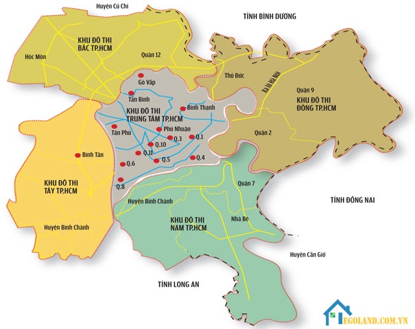 Bản đồ Hồ Chí Minh về hành chính