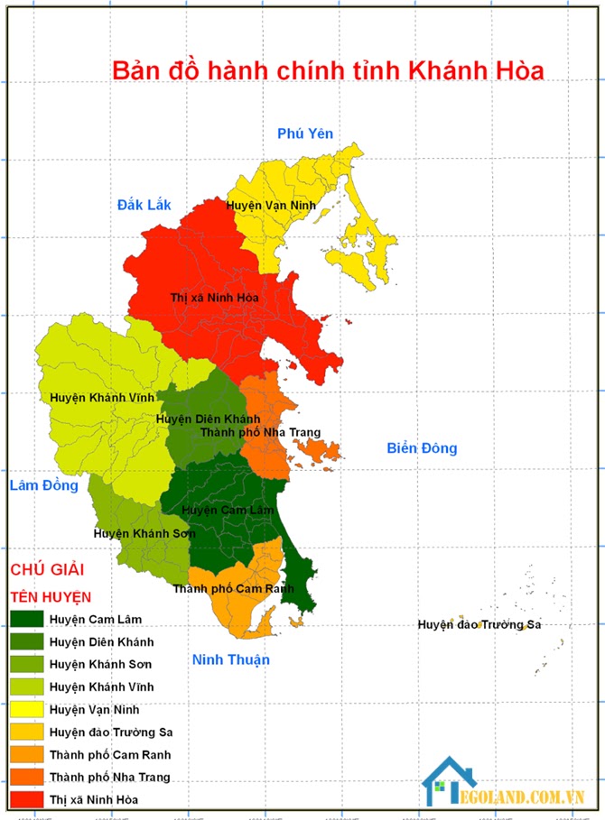 Bản đồ Khánh Hòa về hành chính mới nhất 2021