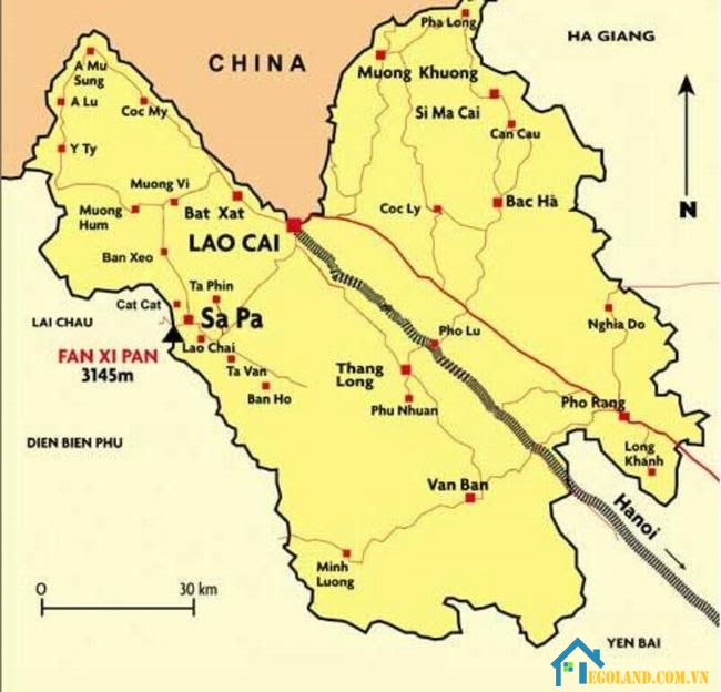 Bản đồ Lào Cai về hành chính