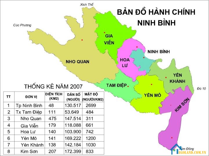 Bản đồ Ninh Bình về hành chính