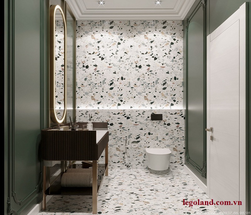 Gạch Terrazzo chống trơn trượt và ẩm mốc tốt nên được sử dụng trong nhà tắm